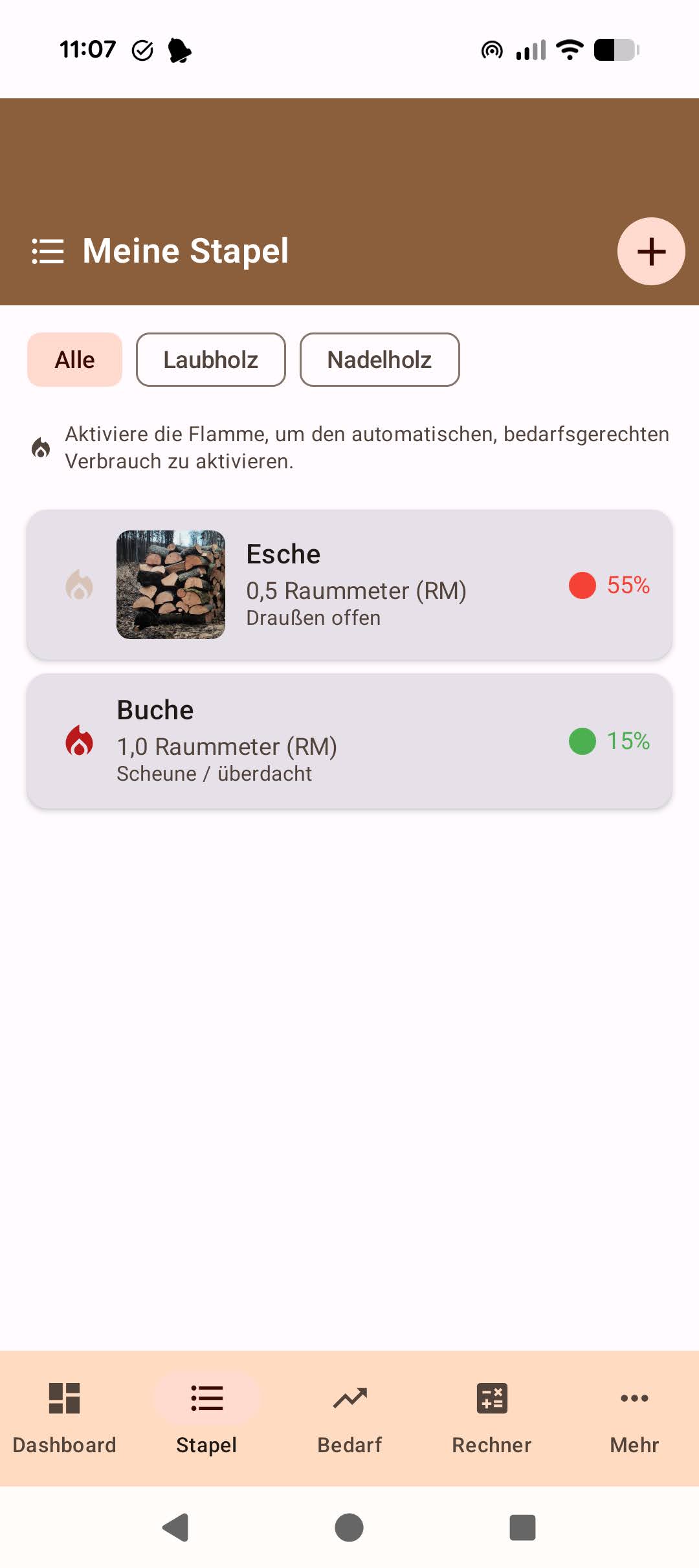 Brennholzmanager Stapel