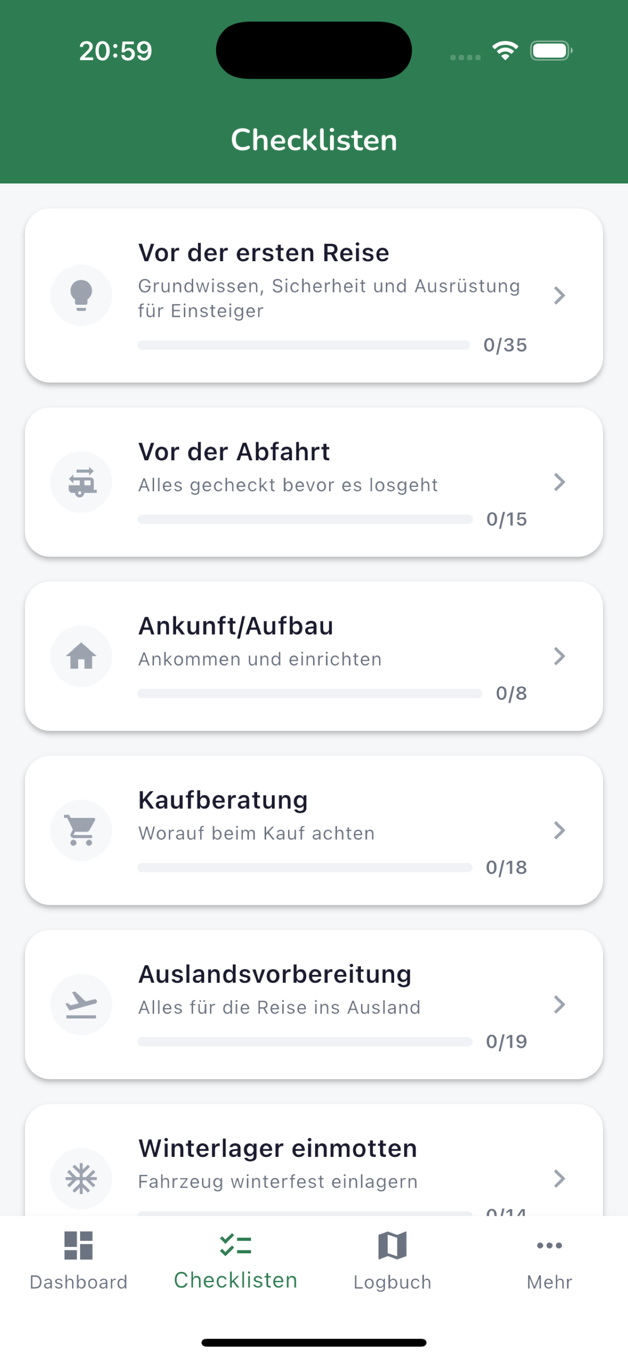 CamperManager Checklisten